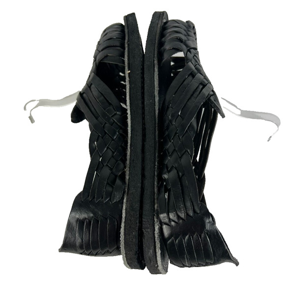 Valencia Imports Sandals Mens 9.5 Black Leather Tire Sole Casual Traditional main image 7